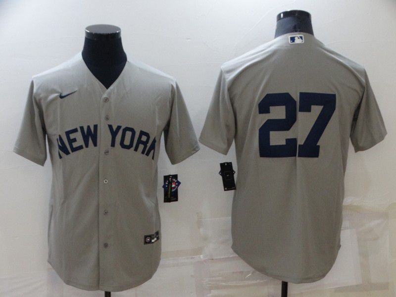 Men New York Yankees 27 No Name Grey Game 2022 Nike MLB Jersey